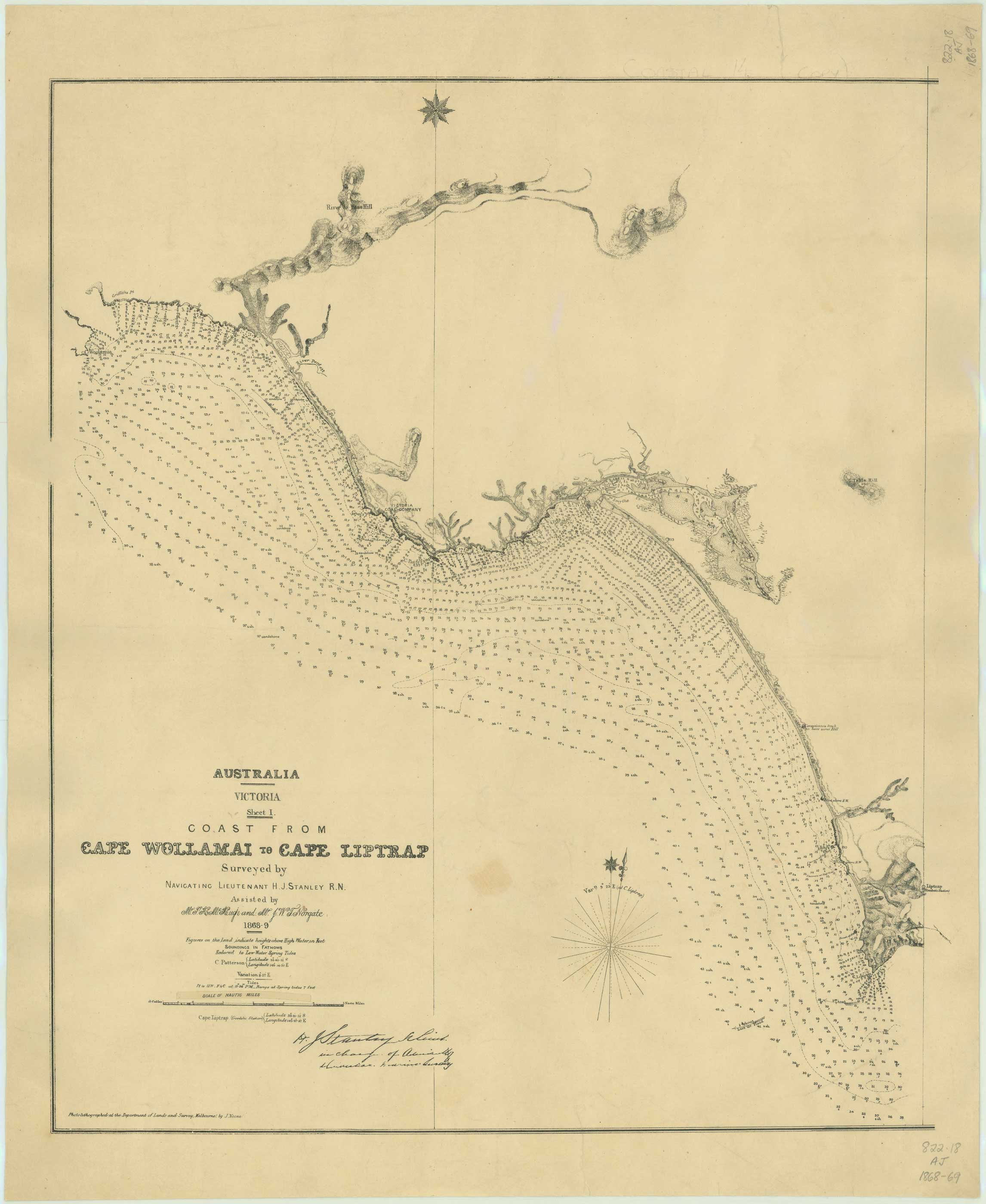 Map of Cape Woolamai to Cape Liptrap 1868-1869